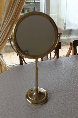 Vintage Brass Shaving Mirror Adjustable Height