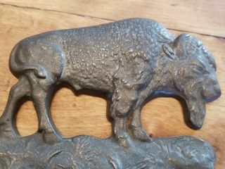 1930 Vtg Antique AMERICAN BISON Cast Iron Bookends Western Americana Metalware 4