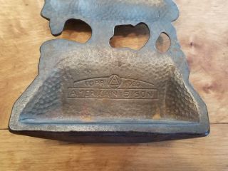1930 Vtg Antique AMERICAN BISON Cast Iron Bookends Western Americana Metalware 6