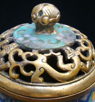 Handmade Carving Statue Elephant Brass Cloisonne Enamel Incense Burner 02 2