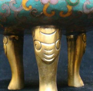 Handmade Carving Statue Elephant Brass Cloisonne Enamel Incense Burner 02 4