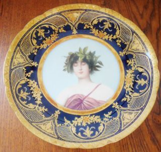 Royal Vienna Porcelain Portrait Plate " Daphne " Hand Decorated Gilt Perimeter