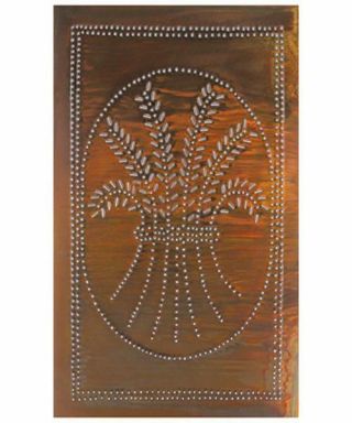 Country Distressed Rusty Tin Punched Wheat Cabinet Tin Panel/ 10 X14/