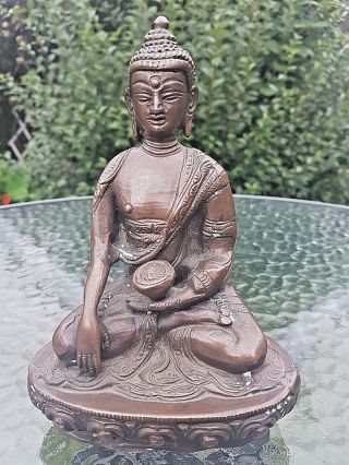 Antique Oriental Chinese Tibet Large&heavy Bronze Seated Buddha Statue