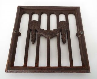 Antique Metal Grate Pine Cone Swag Victorian 8 " X8 " Iron Register Fireplace Vent