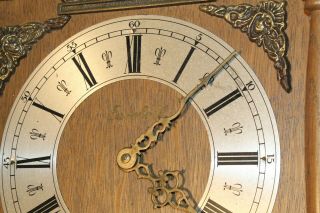 ANTIQUE vintage dutch wall clock good running FHS movement brass oak k14 6