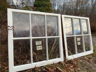 2 - 27 X 27 Matching Vintage Window Sash Old 6 Pane From 1940s Arts & Crafts