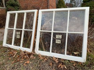2 - 27 x 27 Matching Vintage Window sash old 6 pane from 1940s Arts & Crafts 2