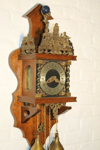 Xl Antique Vintage Dutch Wall Clock Zaanse Clock Large Model Fhs Rare K13