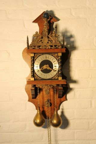 XL ANTIQUE vintage dutch wall clock zaanse clock LARGE model FHS rare k13 2