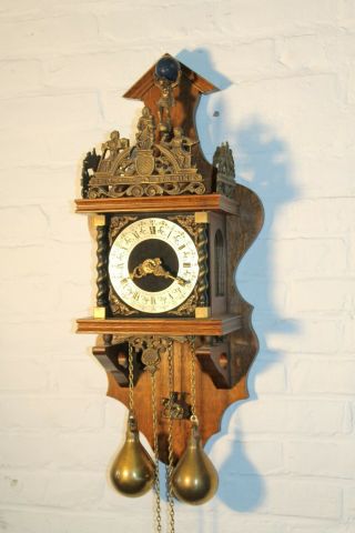 XL ANTIQUE vintage dutch wall clock zaanse clock LARGE model FHS rare k13 5