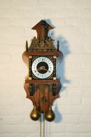 XL ANTIQUE vintage dutch wall clock zaanse clock LARGE model FHS rare k13 6