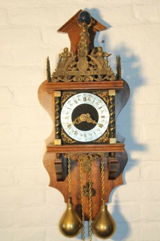 XL ANTIQUE vintage dutch wall clock zaanse clock LARGE model FHS rare k13 7