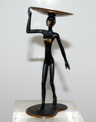 Hagenauer,  Rr Style Bronze Figure Of African Woman With Tray.
