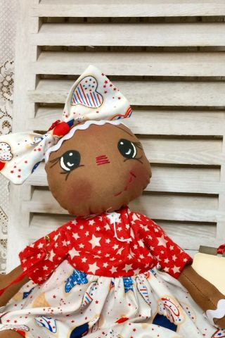 Primitive Gingerbread Doll Patriotic Americana USA Shelf Sitter 4