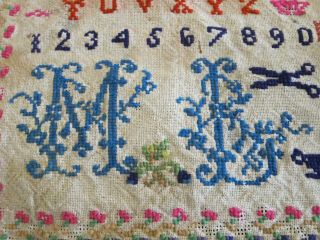 c.  1914 French Child ' s Hand Stitched Samplers x 3 3