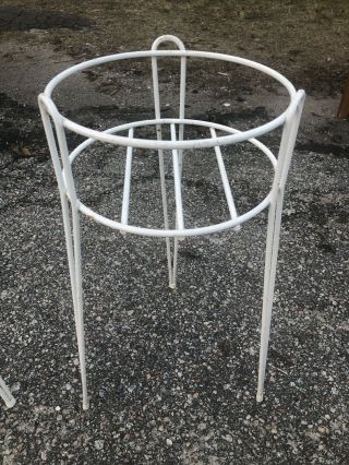 Mid Century White Metal Hairpin Leg Plant Stand Planter Holder 21”Tall B 3