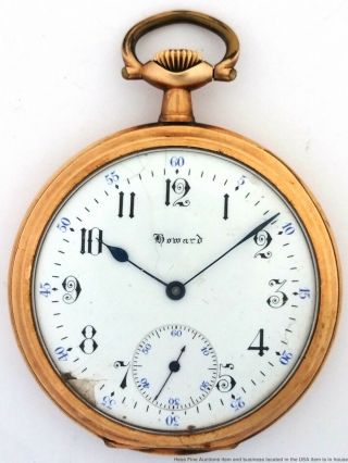 Antique E.  Howard 1908 Model 17j Open Face 12s Gold Filled Pocket Watch To Fix