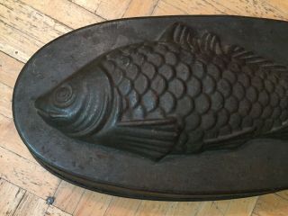Mid 19th Century Tin Food Mold Of A Fish Flat Oval Form W Nicely Detailed Fish 4