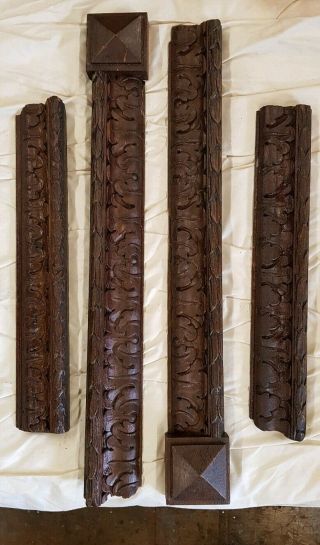 Set Of Four Carved Oak Mouldings Late 18th Century