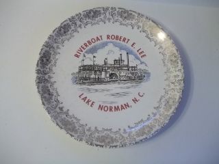 Rare Vintage Robert E Lee Riverboat Advertising Plate Lake Norman Nc 9 1/4 "