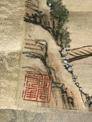 Antique Chinese Scroll Painting on Silk Seal Marked and Signed 2