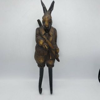 Black Forest Rabbit Figural Resin Crop & Leash Hook 16 " Long