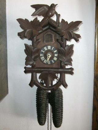 Vintage Welby Black Forest 8 Day Cuckoo Clock Regula Mvt Huge Cone Weights