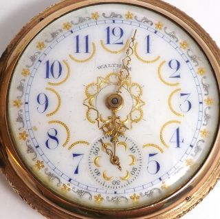 Running Waltham Riverside 1888 17j 16s Fancy Dial Gold Plated Pocket Watch W18