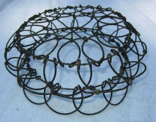 ANTIQUE PRIMITIVE VINTAGE EARLY 1900 ' S OLD TWISTED WIRE COLLAPSIBLE EGG BASKET 2