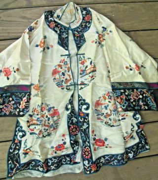 Antique Vintage Chinese Embroidered Matching Robe/jacket & Pants