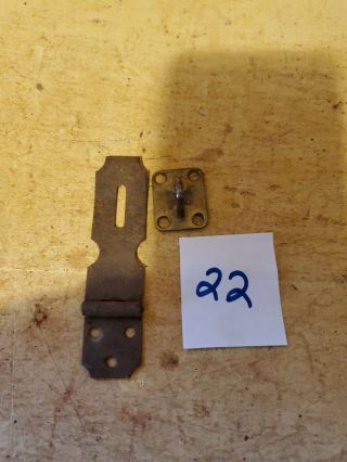 Antique Trunk Lock 3 5/8 " Metal Hasp Catch Vgc Rusty Vintage