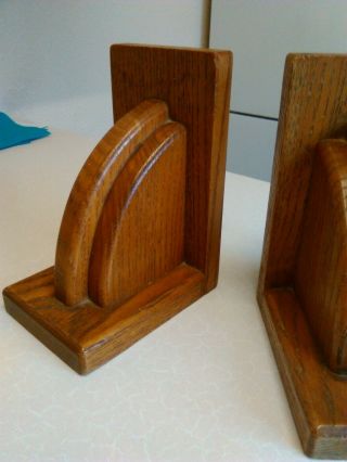 Vintage Art Deco Stained Pine Bookends (1681) 2