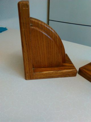 Vintage Art Deco Stained Pine Bookends (1681) 5