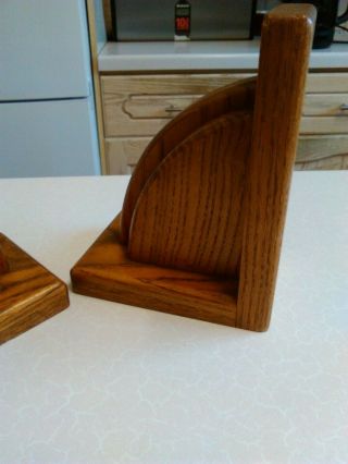 Vintage Art Deco Stained Pine Bookends (1681) 6