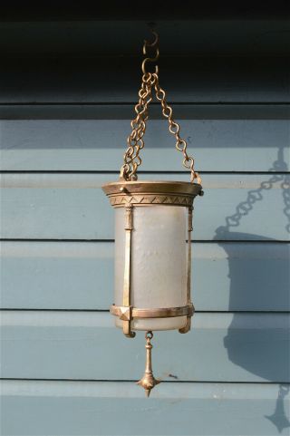 Gilded Brass Aesthetic Movement Hanging Porch Light Lantern English Circa.  1880