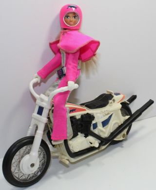 Vintage Ideal Derry Daring Trick Cycle Doll & Cycle Set Friction 1974