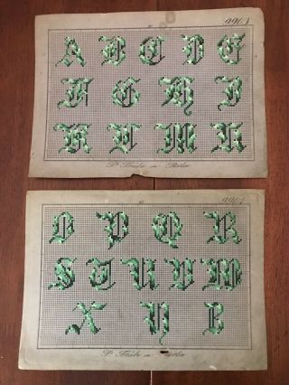 Antique Berlin Woolwork Pattern Tapestry Chart Entire 1.  25 " Letter Alphabet