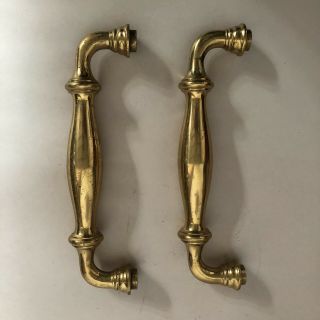 Vintage Large Brass Door Handles Pulls Made In Italy 2