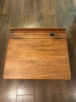 Stunning Vintage Wooden Flip Top School Desk / Side Table