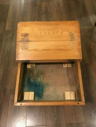 Stunning Vintage wooden flip top school desk / side table 3