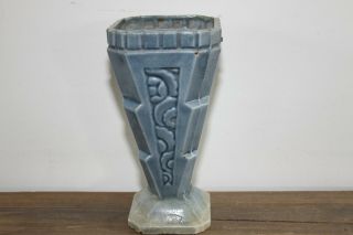 Antique French Art Deco Cast Iron With Enamel Vase.
