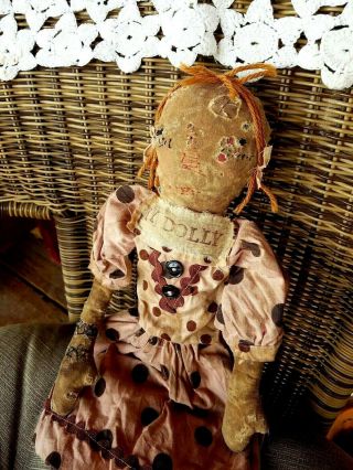 OOAK Primitive Artist Made Cloth Rag MY DOLLY LITTLE SIS ANN by Sharon Stevens 3