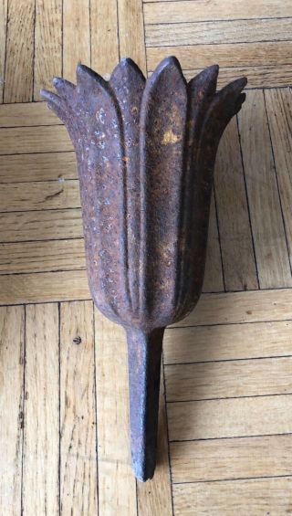 Antique Or Vintage Cast Iron Tulip Shape Cemetery Urn Vase Planter Spike Candle