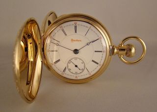129 Years Old Hampden " Dueber " 14k Gold Filled Hunter Case Size 18s Pocket Watch