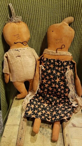 OOAK Primitive Artist Made Cloth Rag Doll PUMPKIN FOLK PRIM PUMPKIN PEOPLE 4