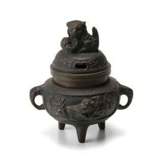 Eb138 Japanese Antique Meiji Period Copper Bronze 3 Footed Incense Burner Koro