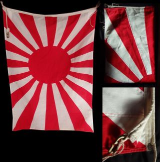 Huge Nicest Ever Stitched/ Sewn Ww2 Japanese Navy F L A G World War Ii