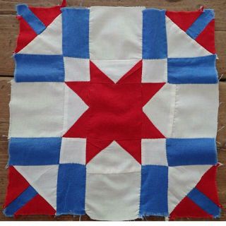 Set Of 2 Antique Red White Blue Star Quilt Blocks Last ones 4