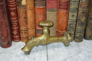 Vintage French Brass Gargoyle Mythological Fish Water Faucet Spigot Hardware